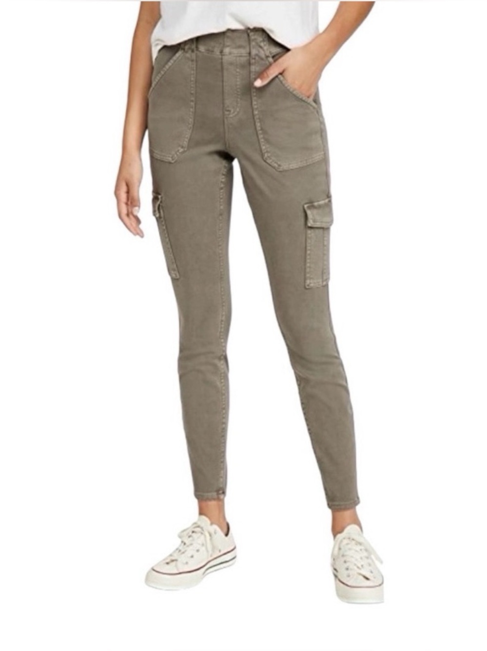 SPANX Pants Womens Medium Desert Dune Stretch Twill Ankle Cargo Pant NWT